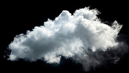 Textured white cloud with smoky brush effect isolated on a black background, offering dramatic contrast."

