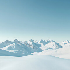 Obraz premium peaceful snowy mountain range, with a bright blue sky and wide empty space at the bottom 