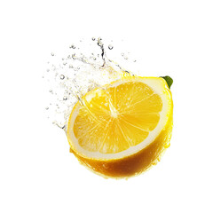 lemon slice in water isolated on transparent background