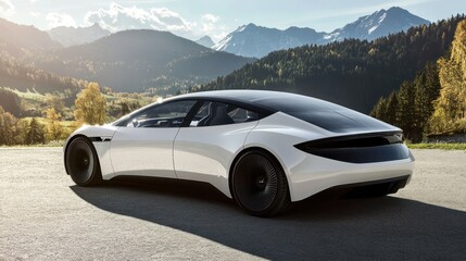 Obraz premium Renewable energy car hire offering electric cars powered by solar and wind energy