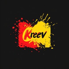 Obraz premium Abstract logo design with red and yellow paint splatters.