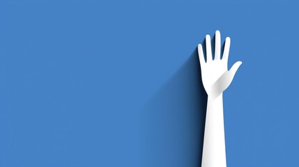 Fototapeta premium Illustration of a white hand reaching out digital art blue background