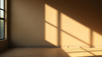 sunlight streaming through a window, casting warm shadows on a wall and floor. The image evokes a feeling of serenity and warmth