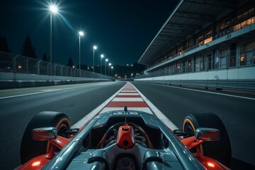 Formula One Race Car Night Track Speed