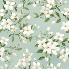 A seamless pattern of mini white jasmine flowers, seamless Pattern natural flow with a fresh and calming vibe colurfur 