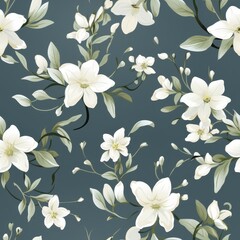 A seamless pattern of mini white jasmine flowers, seamless Pattern natural flow with a fresh and calming vibe colurfur