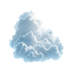 Fluffy 3D Cartoon Cloud with Soft Glowing Edges Isolated on Transparent Background