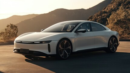 Fototapeta premium Rent advanced solar-powered electric cars for clean and efficient travel experiences