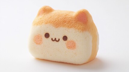 Realistic Shiba Inu-shaped bread on a white background