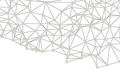 Obraz premium Abstract Black and White Polygonal Network Background with Connected Dots and Lines for Digital Applications