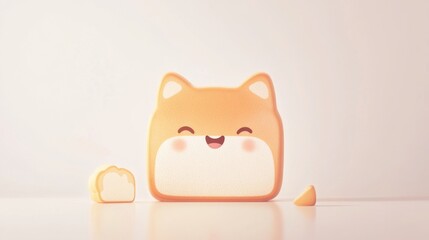 Naklejka premium Realistic Shiba Inu-shaped bread on a white background