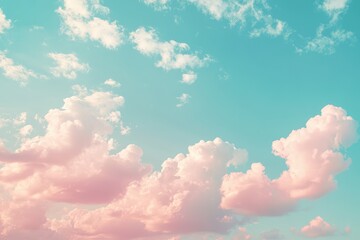 Pastel skies with soft, fluffy clouds creating a dreamy and serene atmosphere