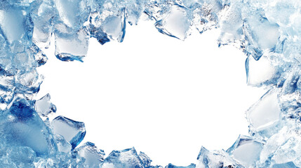 Ice frame surrounding transparent background creating refreshing design element