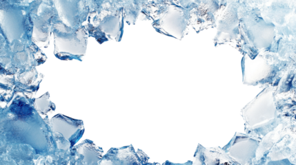 Ice frame surrounding transparent background creating refreshing design element