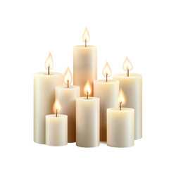 burning candle on a white background