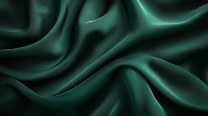 Obraz premium Dark Green Silk Fabric Draped Softly Showing Texture