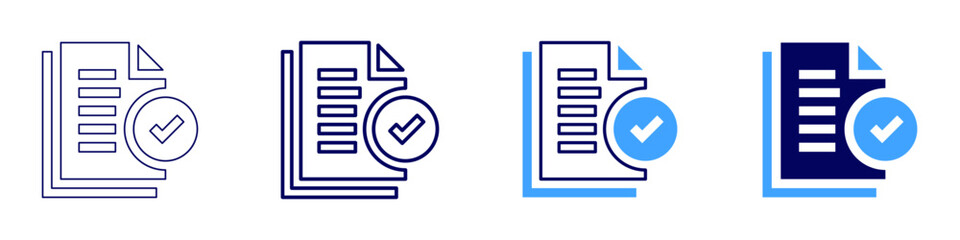 Academic report icon in 4 different styles. Thin Line, Line, Bold, and Bold Line. Duotone style. Editable stroke