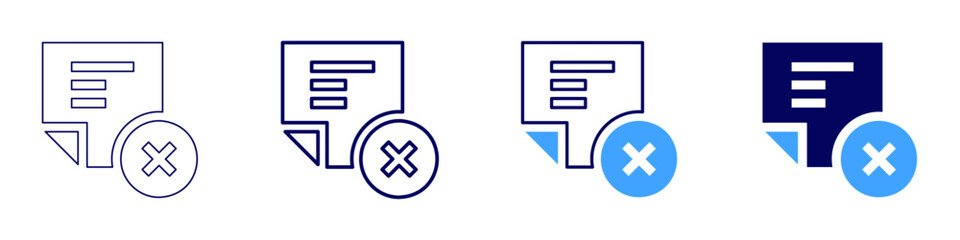 Obraz premium Cancel file icon in 4 different styles. Thin Line, Line, Bold, and Bold Line. Duotone style. Editable stroke