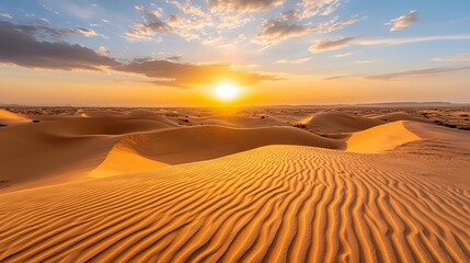Golden Desert Sands Sunset Landscape Scene