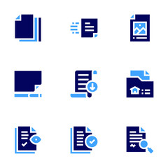 Documentation icon set. Bold style. Duotone colors. paper, blank page, audit, document, documents, image