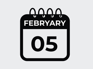 gradient and transparency concept.  february 5 calendar, tear-off calendar animation for february 5 banner Illustration isolated vector sign symbol
