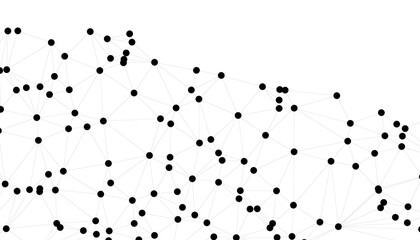 Abstract Black and White Polygonal Network Background with Connected Dots and Lines for Digital Applications