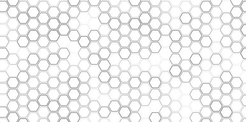 Seamless Geometric Black and White Hexagons Pattern with Honeycomb Structure. Vector Art.