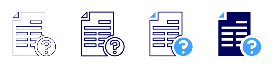 Question icon in 4 different styles. Thin Line, Line, Bold, and Bold Line. Duotone style. Editable stroke