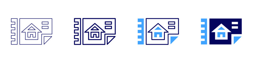 Vendor contract icon in 4 different styles. Thin Line, Line, Bold, and Bold Line. Duotone style. Editable stroke