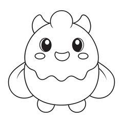 Adorable Cartoon Fairy Character Illustration in Black and White for Kids' Activities