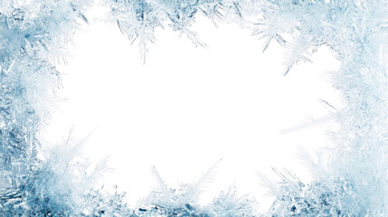 Frozen ice crystals frame on transparent background