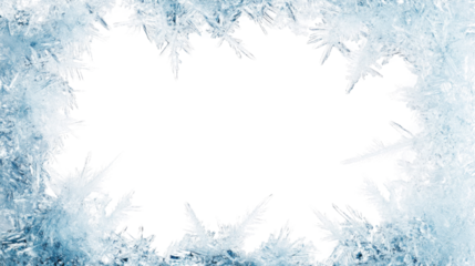Frozen ice crystals frame on transparent background