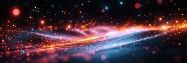 Obraz premium Abstract Cosmic Nebula: A Symphony of Red and Blue Lights