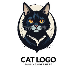 cat vector illustration. Cute Cat logo design idea. Adorable pet logo 
