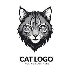 Obraz premium cat vector illustration. Cute Cat logo design idea. Adorable pet logo 