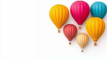 Whimsical Colorful Hot Air Balloons Illustration with Copy Space