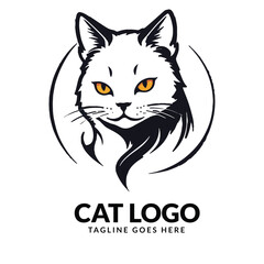 cat vector illustration. Cute Cat logo design idea. Adorable pet logo 
