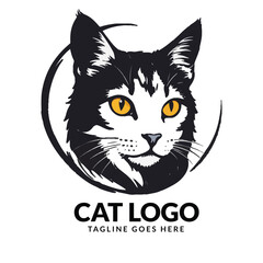 cat vector illustration. Cute Cat logo design idea. Adorable pet logo 
