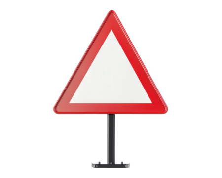 Warning traffic sign in triangular shape, isolated on transparency background, conveys caution and safety. Ideal for road safety themes - Powered by Adobe