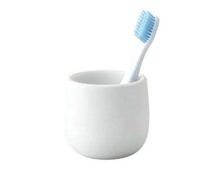 toothbrush holder with blue toothbrush, isolated on transparency background, adds clean and modern touch to any bathroom decor