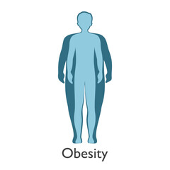 Obesity or weight loss concept vector illustration. Normal and obese male person silhouette in flat design.