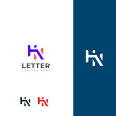 Creative HN, NH letter logo design 