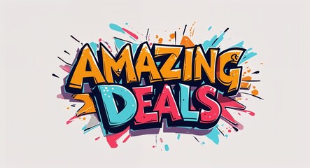 amazing deals graffiti lettering illustration design on plain white background