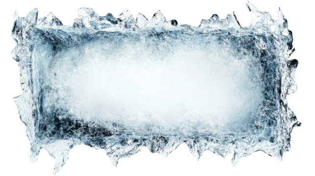 Realistic ice frame with transparent background creating a cool and refreshing border