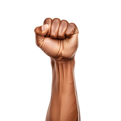 single hand in clenched fist gesture symbolizes strength and determination, isolated on transparent background.