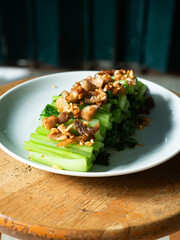 Choy Sum with salty fried pork
