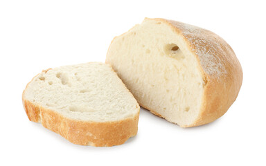 Pieces of fresh bread isolated on white