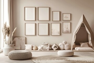 3D render of a charming child's room interior.