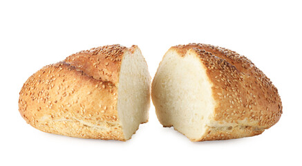 Pieces of fresh bread isolated on white