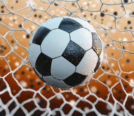Soccer Ball Bursting Through Net Isolated Transparent Background